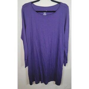 Wool& Rowena Merino Wool Dress Purple Long Sleeve Pocketed XL